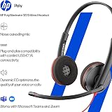 Poly HP Poly Blackwire 3220 Wired Headset USB-C USB-A Adapter Over-Ear view 3