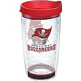 Tervis Made in USA Double Walled NFL Tampa Bay Buccaneers Insulated Plastic Tumbler Cup Keeps Drinks Cold & Hot, 16oz, Tradition