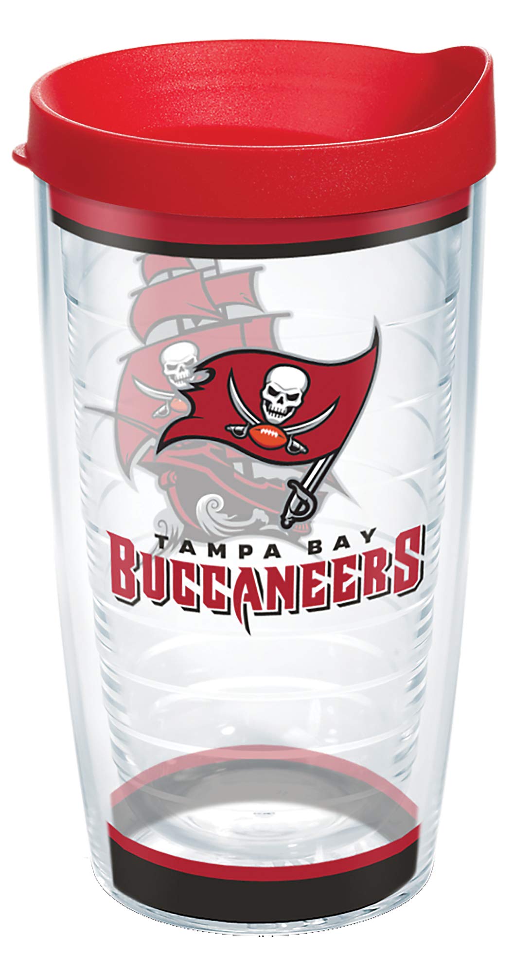 Tervis Made in USA Double Walled NFL Tampa Bay Buccaneers Insulated Plastic Tumbler Cup Keeps Drinks Cold & Hot, 16oz, Tradition