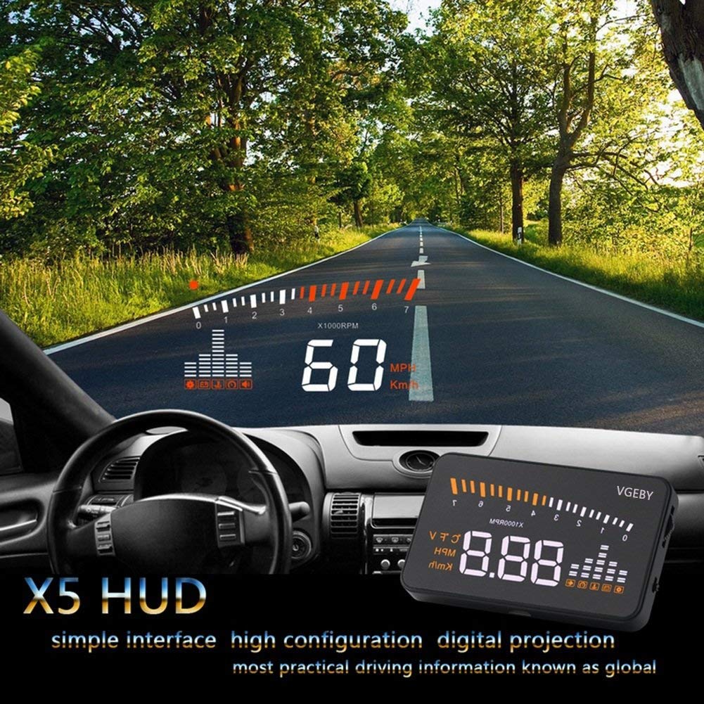 VGEBY Car Truck OBD II HUD Head Up Display Color LED Projector Speed Warning System