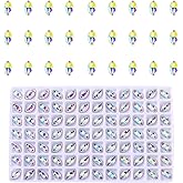 SWTHONY 84pcs 5 x 10mm AB Horse Eye Shaped Sew On Rhinestones for Crafting, Crystal Glass Gems Silver Plated Flatback Jewels with 2 Holes for Crafts Clothes Fabric