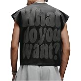 SHENHE Men's Letter Embossed Cropped Tank Top Y2k Crewneck Street Shirts | Sleeveless,Y2k Tank Top For Men Features A Bold Graphic Design On The Back,Crew Neckline