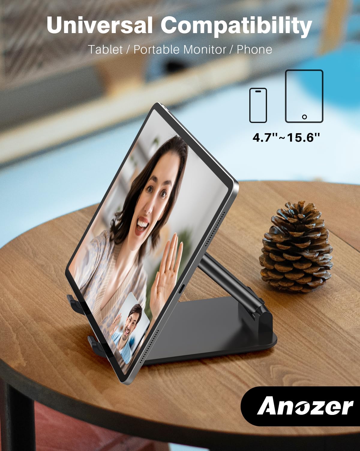 Anozer Tablet Stand Foldable & Adjustable, Portable Monitor Stand 5.55*3.94