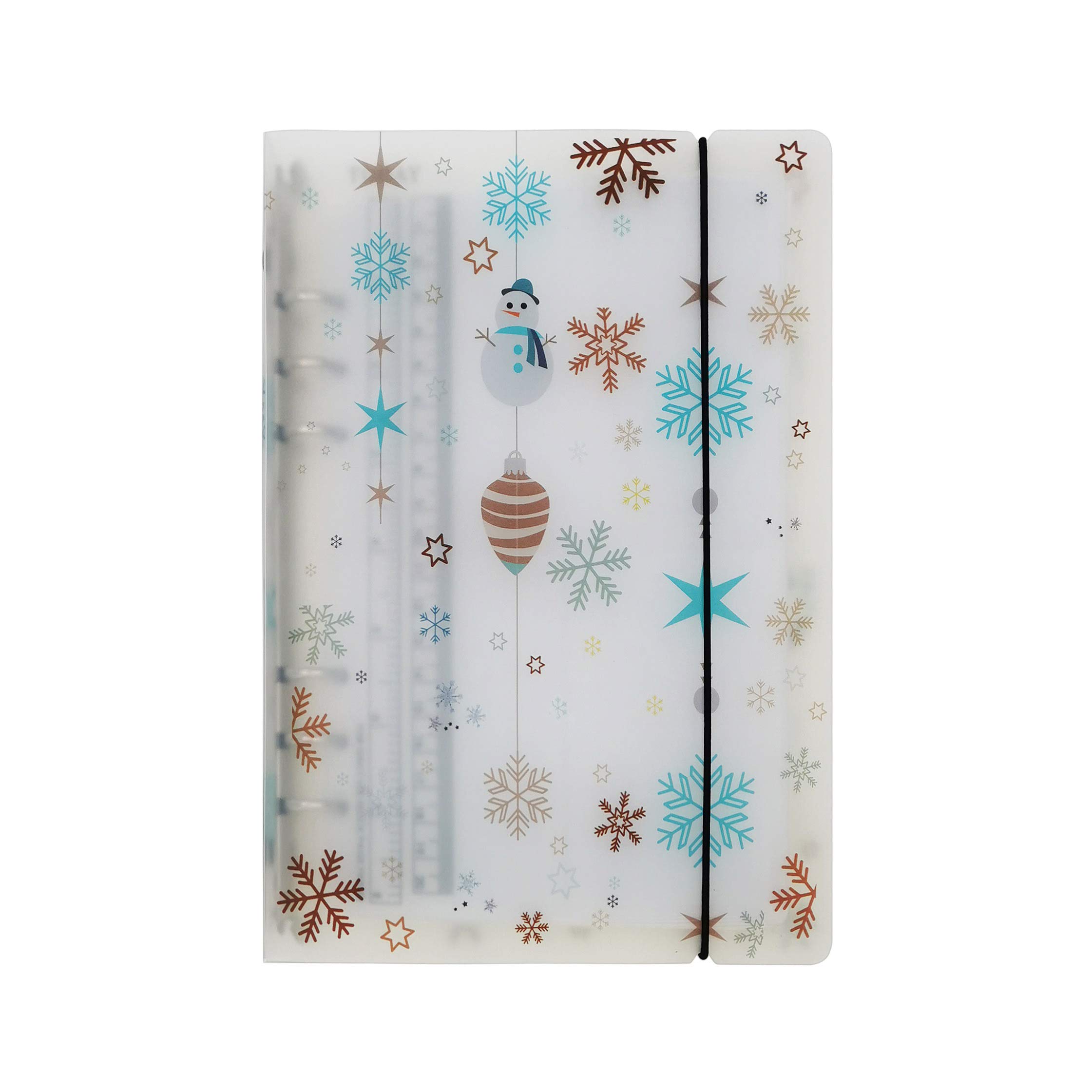 A6/ A5 6-Holes Colorful PP Cover Round Ring Binder Personal Organizer for Loose Leaf Sheet Refill Notebook/DIY Scrapbooking (Winter, A6 Mini Set)