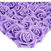 Juvale Stemless Artificial Roses - Durable Plastic Roses for Wedding Decor - for Centerpiece Table Decorations - Realistic Artificial Flowers for Maintenance-Free Use - Purple, Pack of 100