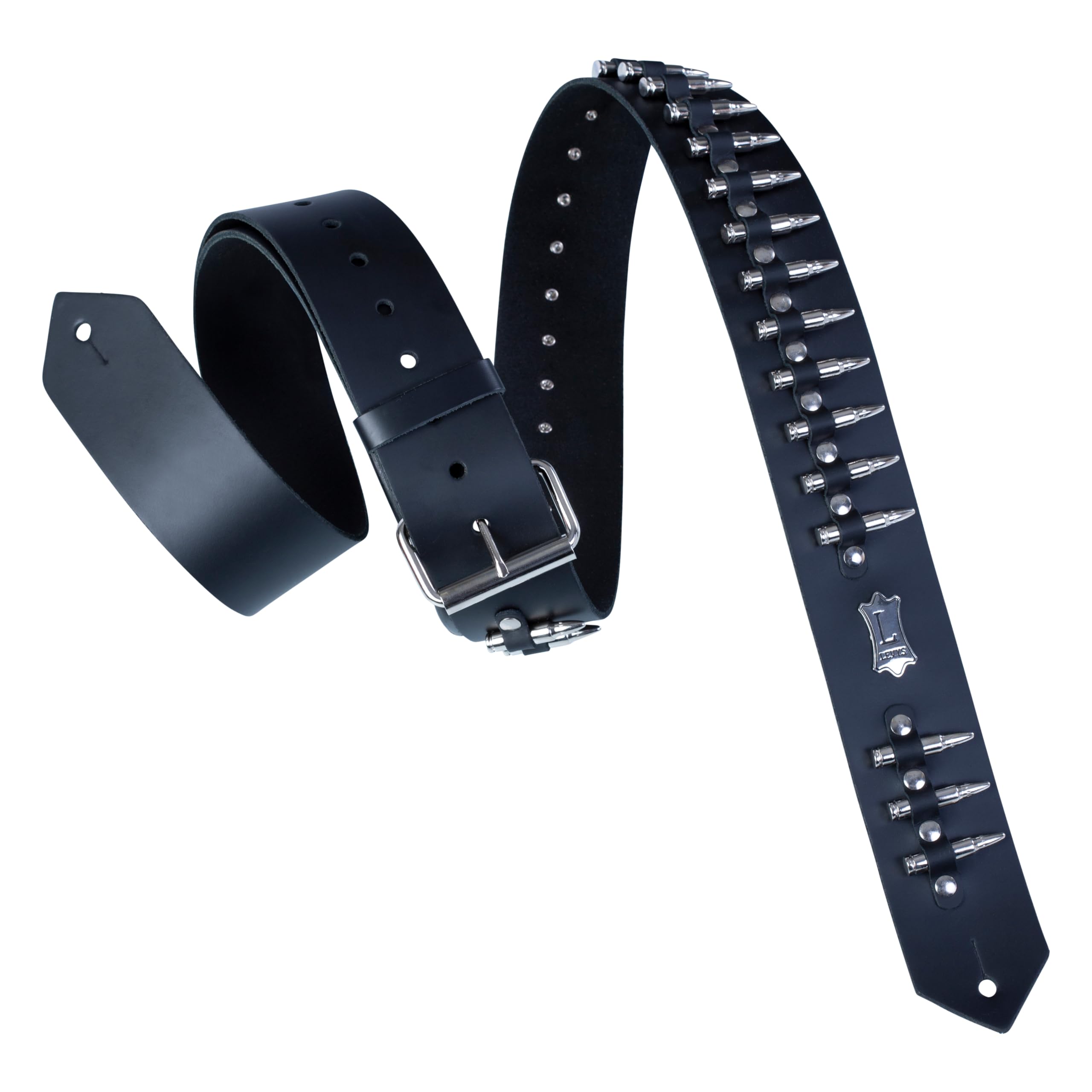 Levy's Leathers 2" Carving Leather Guitar Strap with Bullets,Black