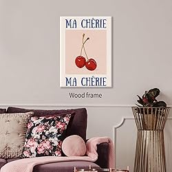 Funky Cherry Wall Art Vintage Red Blue Aesthetic