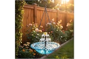 2026 Solar Cascade Hanging Bird Bath Fountain Solar Powered Birdbath Water Fountain Pumps Dispenser Outdoors Decor Hummingbir