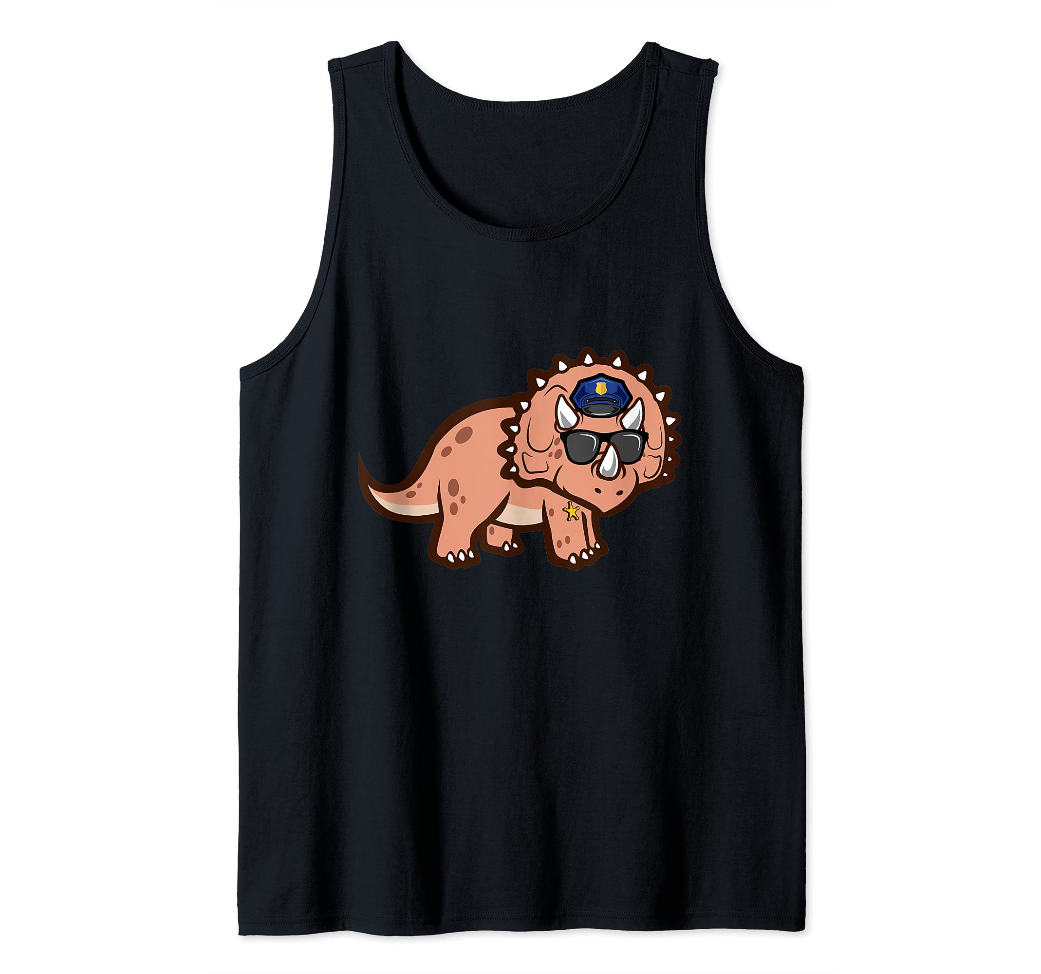 Police Officer Cop Law Enforcement Triceratops Dinosaur Tank Top