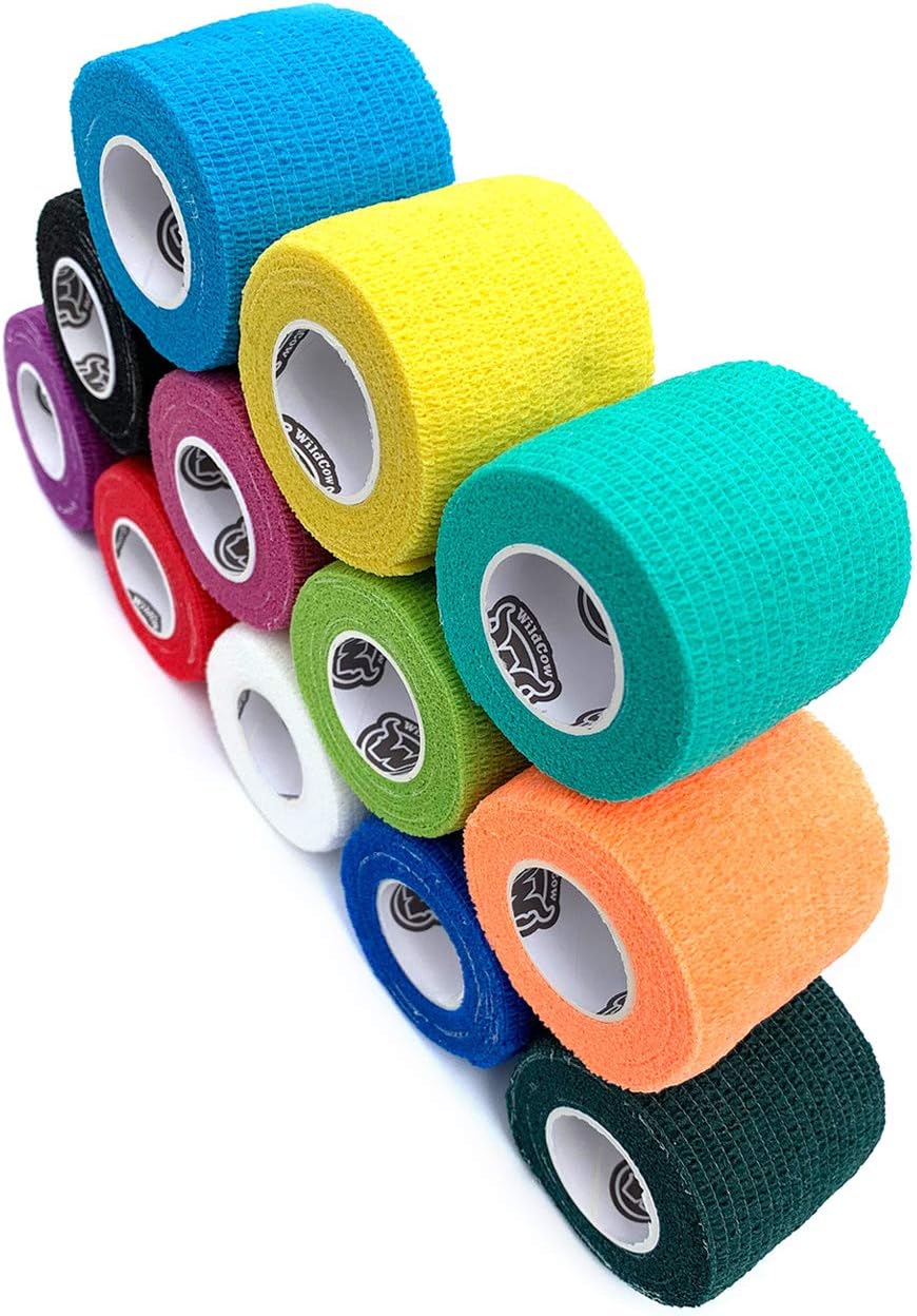 WildCow Vet Wrap 2" Bulk Tape Dog Bandages, 12 Color Pack