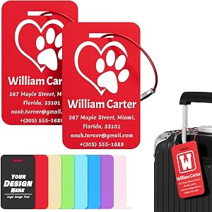 4 PCS Personalized Luggage Tags for Suitcases, Custom Engraved Metal Luggage Tags for Backpacks, Waterproof Heavy Duty Custom