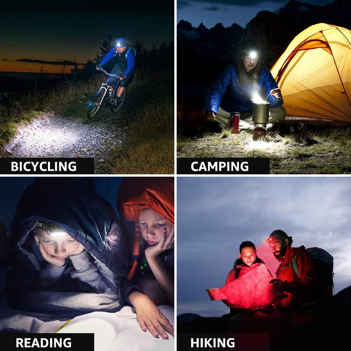 LED Headlamp Flashlights, Rechargeable Headlights with 6 Modes, Super Bright, Lightweight and Comfortable, Perfect for Adults and Kids Running, Camping, Hiking and More, Battery and USB Cable Included - - 