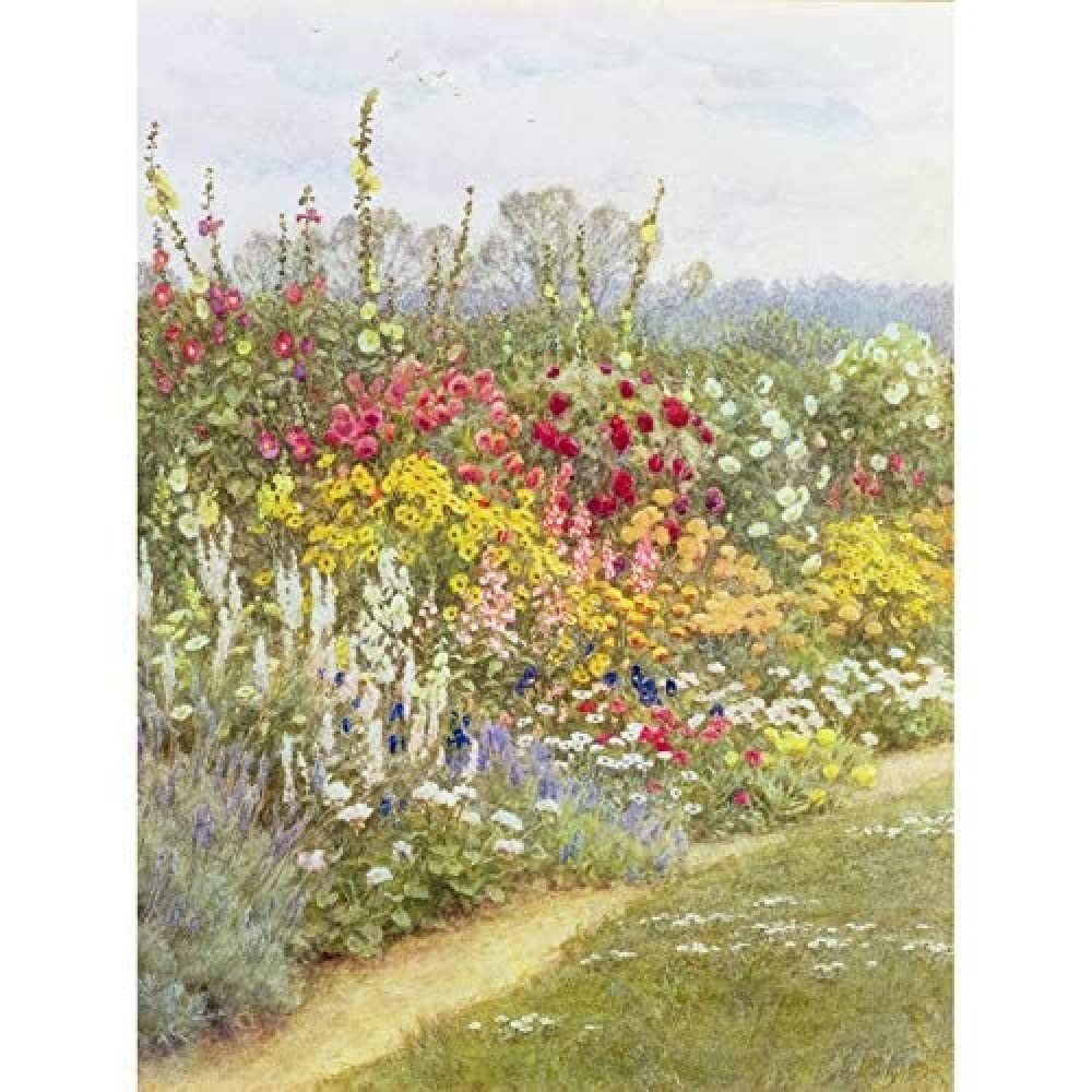 Artery8 Helen Allingham Herbaceous Border Garden Flowers Painting Art Print Canvas Premium Wall Decor Poster Mural