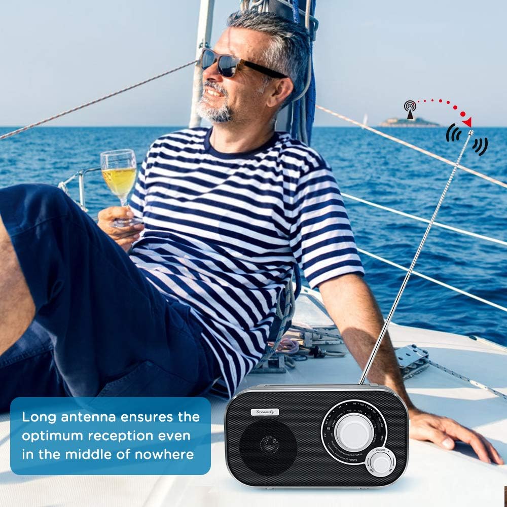 DreamSky Portable AM FM Radio with Great Reception, Battery Operated Radio AC Outlet Powered Radios with Headphone Jack, Handheld Transistor Radios Small Gifts for Seniors Emergency, Indoor Outdoor: Home Audio & Theater