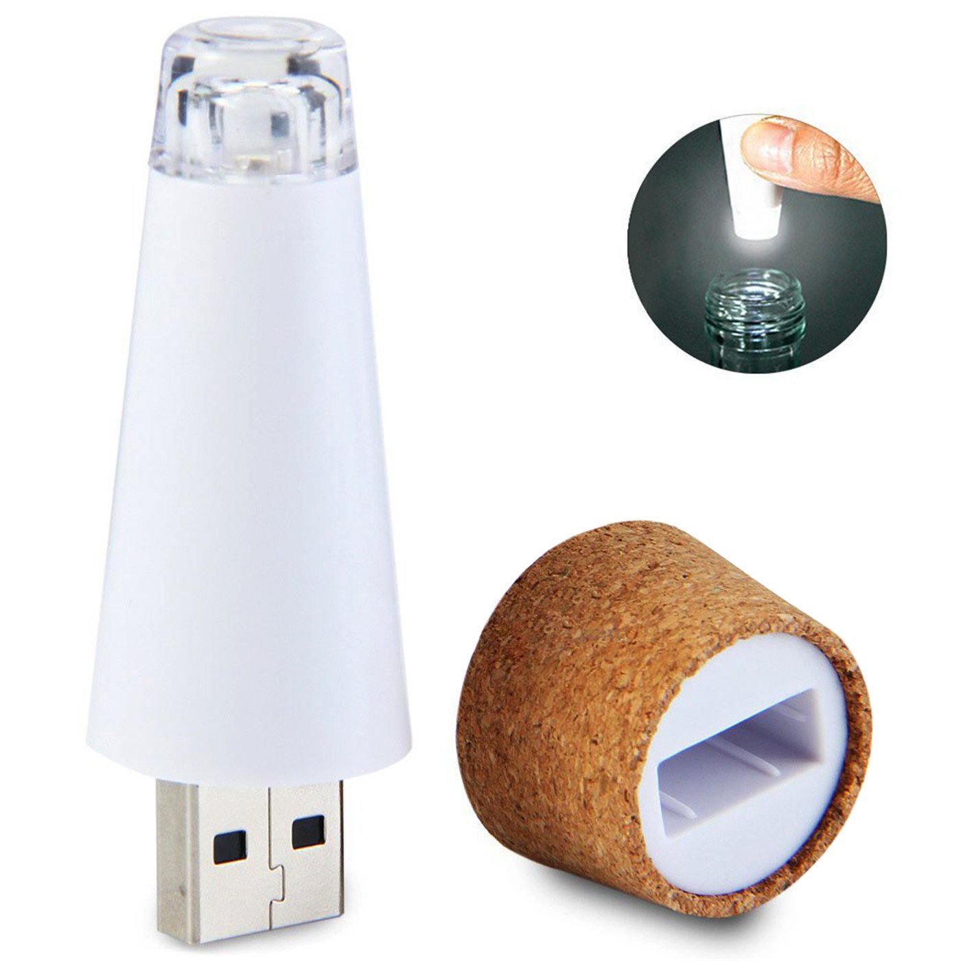 LED Cork Bottle Lights, USB Powered Rechargeable, 12 Lumen Mood Lights Copper Wire String Starry LED Lights for DIY, Home Kitchen, Wedding, Halloween, Christmas, Party Decor (3PCS White)