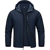 MAGCOMSEN Men's Jacket Waterproof Fleece Lightweight Softshell Rain Coat | 10000mm Waterproof Rating, Windbreaker, Breathable, Tactical, Hooded, Full Zip, Warm, Winter, Hiking, Camping
