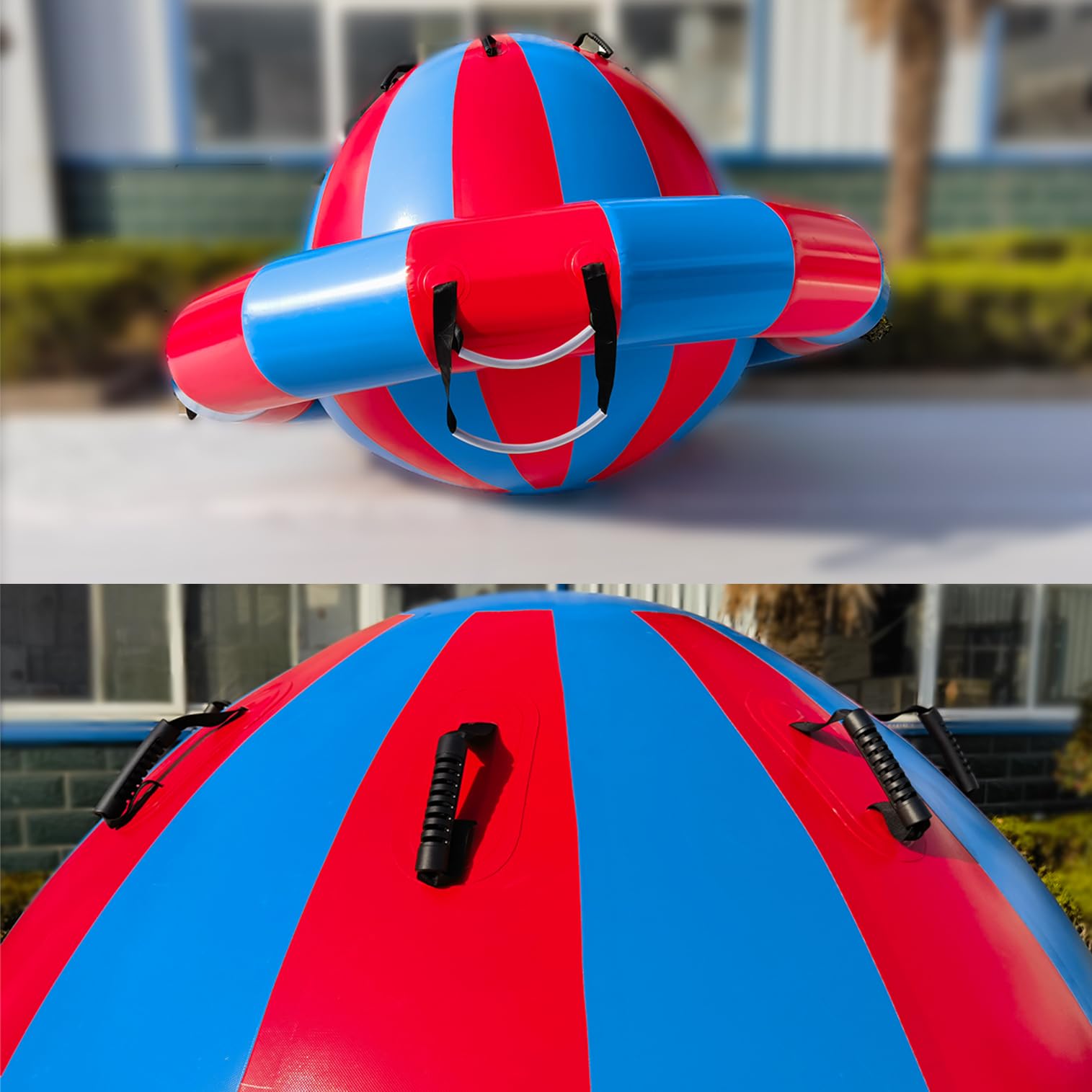 Hongcoral 8.2'x4.8' Inflatable Dome Rocker Bouncer, Giant Roll and Play Seesaw Rocker with 8 Handles, 660LBS Capacity, Blow Up Outdoor Family Toys with Electric Pump - for Pool, Lake & Backyard