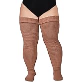Moon Wood Plus Size Womens Thigh High Socks for Thick Thighs- Extra Long Thick Over the Knee Stockings- Leg Warmers Socks