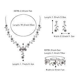 BriLove Women's Wedding Jewelry Set Leaf Cluster
