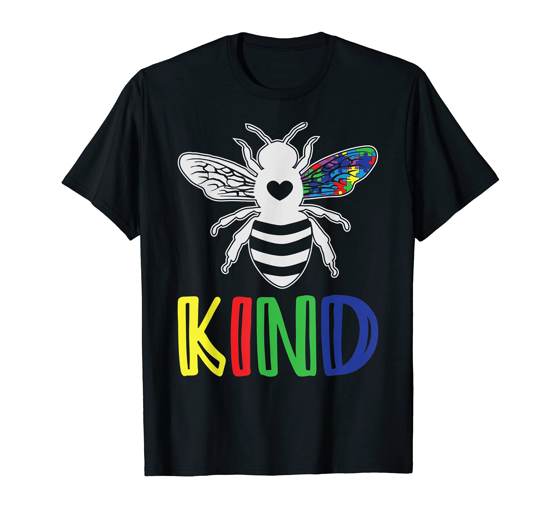 Autism Awareness Support Puzzle Autistic Love Bee Kind T-Shirt