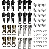 BDS-HOME 24 Pcs #5#7 Zipper Sliders Replacement Zipper Pull Repair Kit Includes top and Bottom stoppers for Clothing Bags Pur