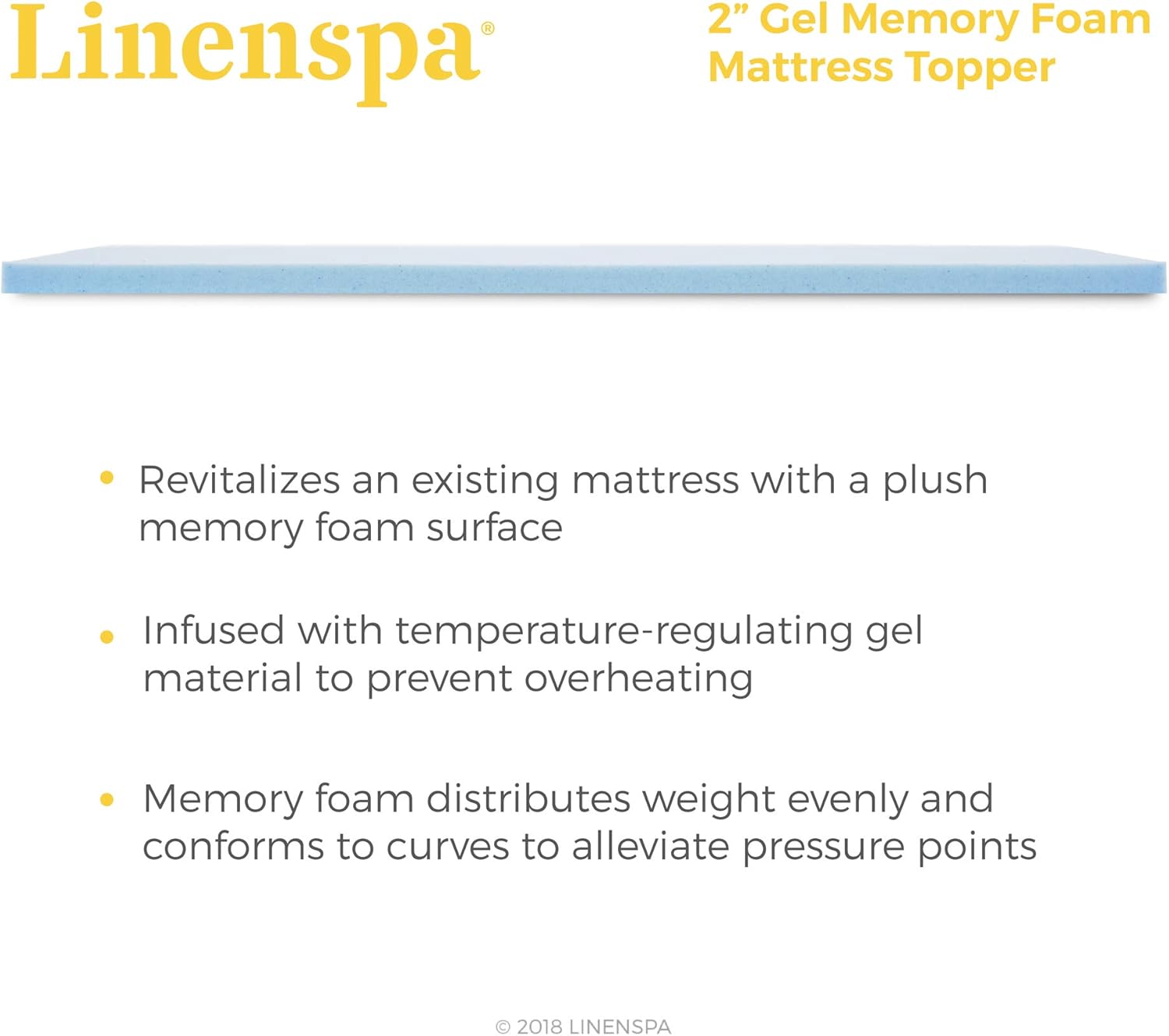 Linenspa, Queen 2 Inch Gel Infused Memory Foam Mattress Topper: Home & Kitchen