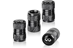 GIWOQU 4 Pcs Black Metal Car Wheel Tire Valve Stem Cover Auto Valve Stem Caps Suitable for Infiniti QX50 Q50 Q70 Q70L Q60 QX30 QX60 QX80 Styling Decoration Accessories