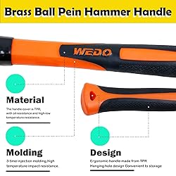 WEDO Brass Ball Peen Hammer with Fiberglass