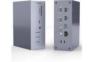 Intpw 4K Laptop Docking Station Triple Monitor (16-in-1 USB C Dock), 100W Charging for Windows, Mac and Laptop (Triple Video:2 x 4K HDMI and DP, 6 x USB A, 1 x USB-C (10Gb/s), Ethernet, Audio SD/TF)