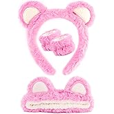 Exacoo Pink Self Care Gifts For Women Headband For Washing Face Spa Skincare Makeup Headband Face Wash Spa Headbands For Women Skin Care Headbands Wrist Bands For Washing Face