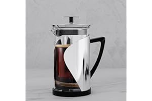 SIXAQUAE French Fress Coffee Maker，Stainless Steel Coffee Press,Durable Coffee Pot With Scale Line,4 Level Filtration System,Heat Resistant Borosilicate Glass