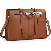 RAINSMORE Laptop Bag for Women 15.6 Inch Work Tote Bags Waterproof Leather Laptop Computer Tote Professional Briefcase
