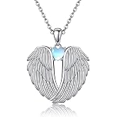 YFN Angel Wings Necklace 925 Sterling Silver Guardian Angel Wings Pendant Necklace Birthstone Necklace for Women Girls Christmas Jewelry Gifts
