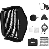 GODOX 32x32inch /80x80cm Foldable Flash Softbox Kit with Grid, Godox S2 S-Type Speedlite Bracket Bowens Mount and Carrying Case for Camera Flash Speedlight Studio Photography Video Shooting