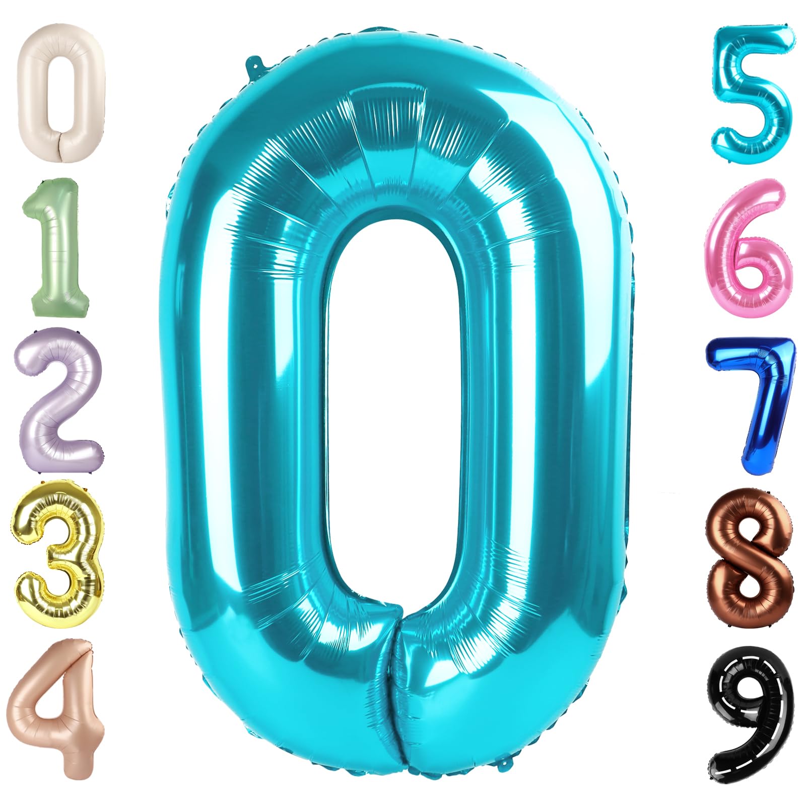 Photo 1 of Number 0 Balloons 40 Inch Light Blue Number Balloons for 10 20 30 40 50 60 70 80 90 100 Numbers Balloon Birthday Decorations Wedding Event Baby Shower