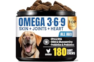 BUDDYCHEER Omega 3 for Dogs – Salmon Oil for Dogs Skin & Coat Health, Fish Oil Supplement for Dog Shedding, Itch & Hot Spot Relief, Allergy Chews with EPA & DHA Fatty Acids for Skin & Joint Support - 180 Ct
