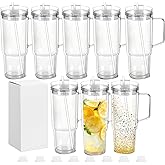 CHLJAR 40oz Acrylic Snowglobe Tumbler, Pre Drilled Snow Globe Cup with Handle, Plastic Double Wall Snowglobe Cup for Glitter, Clear DIY Tumbler with Plug and Pre Hole