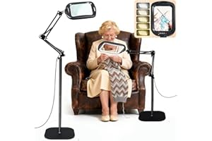 ‌30X 10X Extra Large Floor Magnifying Glass with Light and Stand, 3-in-1 Adjustable Magnifier with LED Light 6.3" x 4.3" Wide