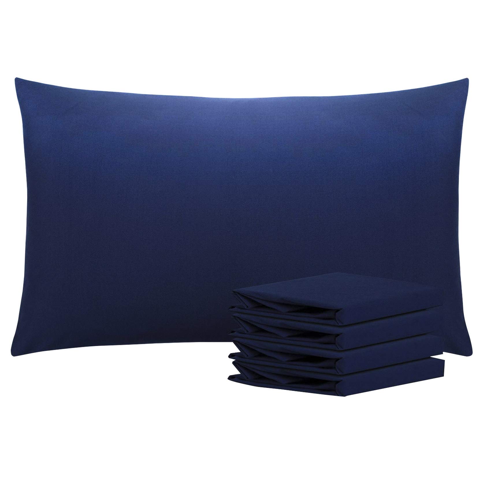 NTBAY 4 Pack 100% Brushed Microfiber Plain Pillowcases, 1800 Super Soft and Cozy, Wrinkle, Fade, Stain Resistant with Envelope Closure Bed Pillow Cases, 50x75 cm, Navy