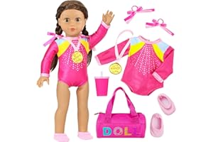 K.T. Fancy 18 Inch Doll Gymnastics Clothes Set - Pink Leotard, Shoes, Gym Bag, Olympic Medal, Water Bottle & Hair Accessories for Play, Doll Not Included