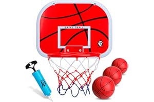 DILABNBA Indoor Basketball Hoop Set for Kids Adults, Mini Over The Door Hoop Set with 4 Mini 6" Balls for Wall Home Office, Upgarde Wall Mount Basketball Goal Sport Game for Boys Age 3-12 Years