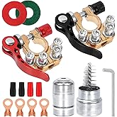 Swpeet 14Pcs Car Battery Terminal Connectors, 4 Way Quick Release Disconnect Battery Terminal, Insulation Sleeve, Battery Ter