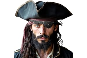 HiiFeuer Medieval Embossed Pirate Eye Patch, Vintage Faux Leather Eye Mask Viking Accessories, Renaissance Eye Cover Cosplay