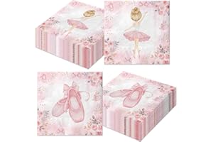 GREHUMOR Pink Ballerina Birthday Napkins 40 Pieces Ballerina Birthday Party Napkins Paper Ballerina Birthday Party Decorations for Girl Ballet Party Supplies Baby Shower Wedding Party Decor