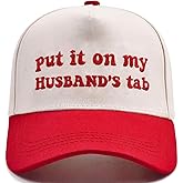 Funny Trucker Hats Embroidered Vintage Snapback Hat for Women Put It On My Husband's Tab Hats Gag Gifts Baseball Cap Red