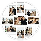 Jerry & Maggie 9-Opening Round 4×6 Collage Wall Frame, Multi Picture Photo Frame for Wall, Displays 9 Slots Photos, Family Collage Picture Frames, Cool Gallery-Style Wall Decor (White)