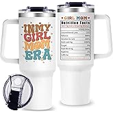 OneGemn Girl Mom Tumbler with Handle, Girls Moms Gifts - 40 oz In My Girl Mom Tumbler with Straw and Lid - Girls Moms Drinking Cup Gifts for Female Mother Gift for Mothers Day Birthday Christmas