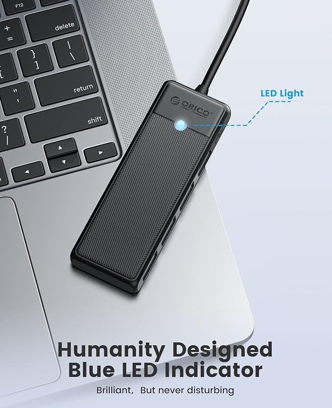 Hub USB 3.0, 4 Porte USB con Cavo Lungo 100 CM, Hub Dati Ultra Sottile Tipo A 5 Gbps, Adattatore Multiporta per MacBook, Mac Pro/Mini, Mobile HDD, Surface Pro, XPS, PS4/PS5, PC