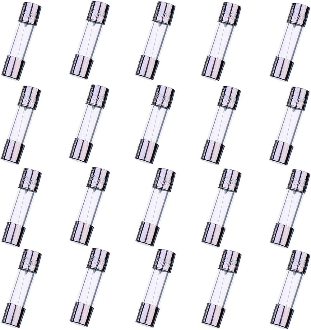 HUAREW F1.6AL250V 20Pcs 5x20mm Glass Fuse 1.6A 250V Fast-Blow Pack