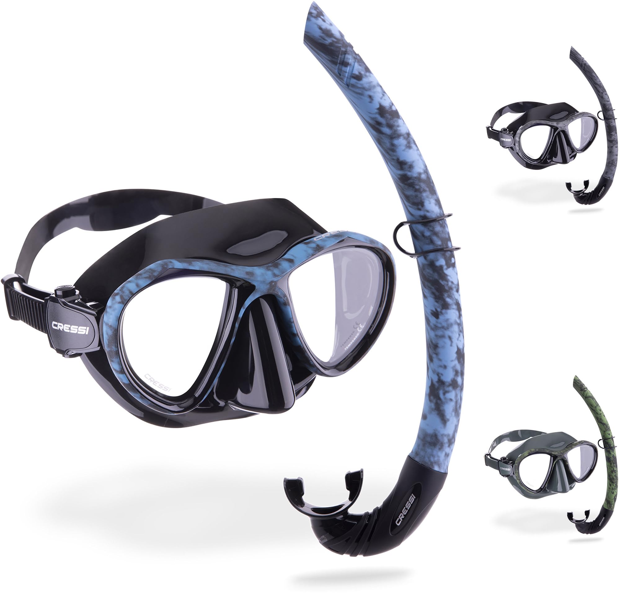 Cressi Unisex Adult Metis & Corsica Snorkeling Combo Set - Blue Camouflage, Uni